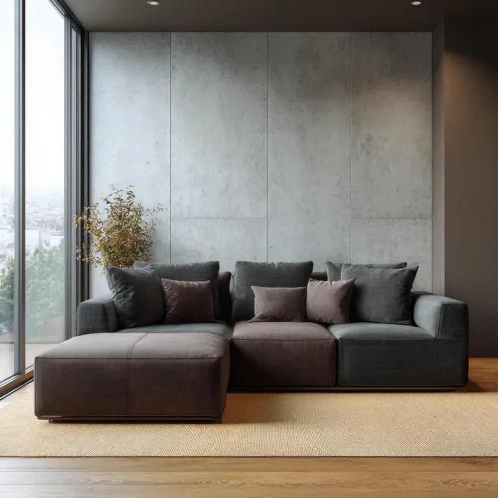 Modern Sectional Sofa Fabric Upholstered 250x150x85 cm - Dark Gray