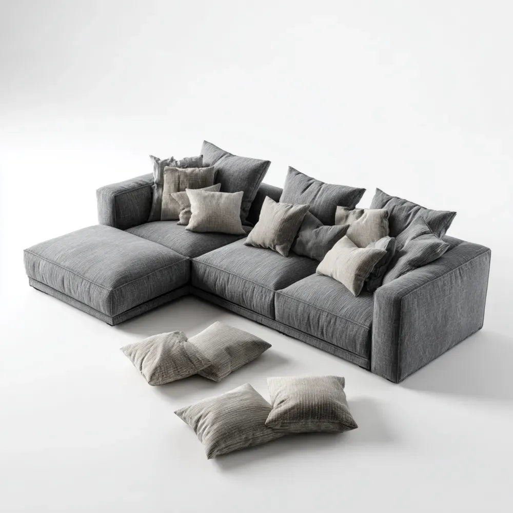 Sectional Sofa Set Fabric Upholstered 300x150x80 cm - Dark Gray