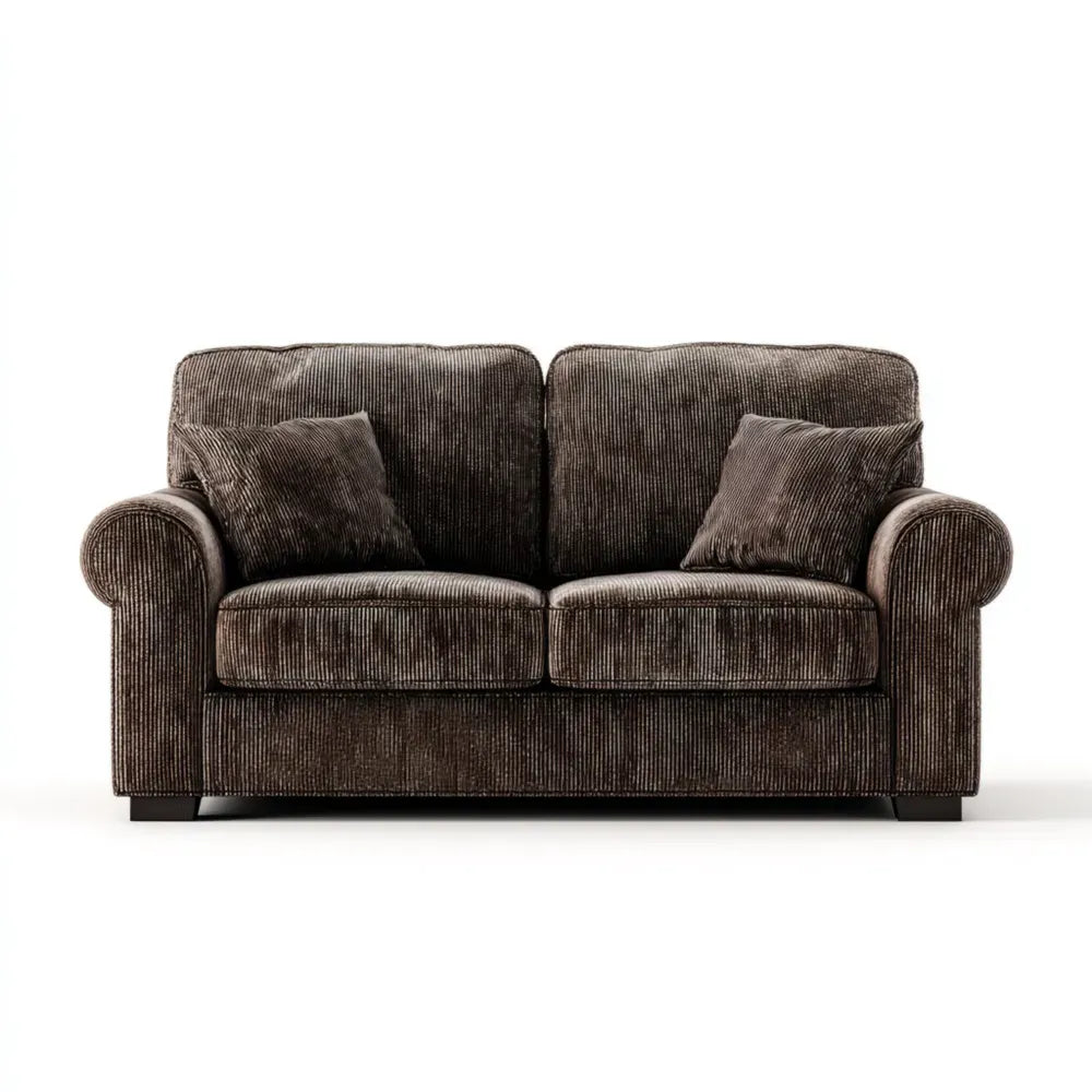 Loveseat Sofa 150x90x85 cm - Corduroy Upholstery – Dark Brown – Classic Style