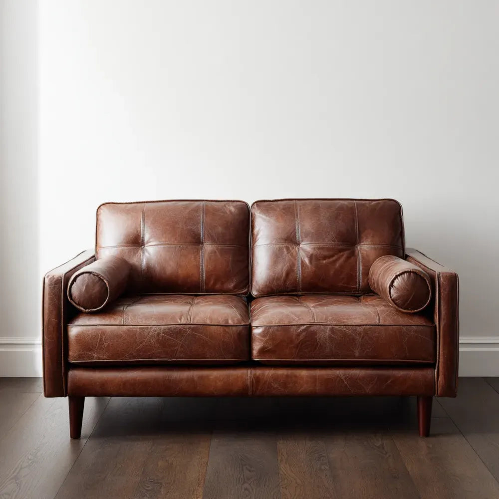 Leather Upholstery Sofa Set 150x85x80 cm - Brown - Contemporary Design
