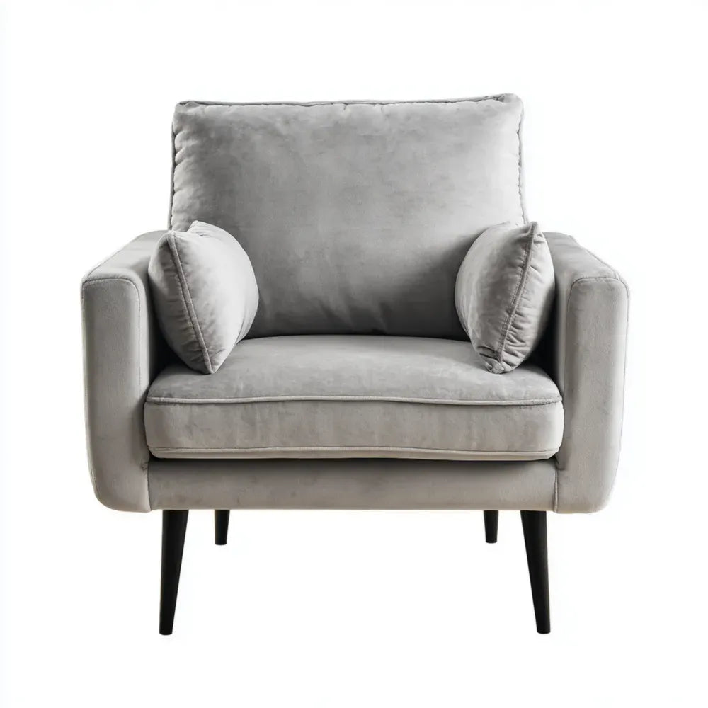 Armchair Velvet Upholstery 75x80x90 cm - Light Grey - Modern Design
